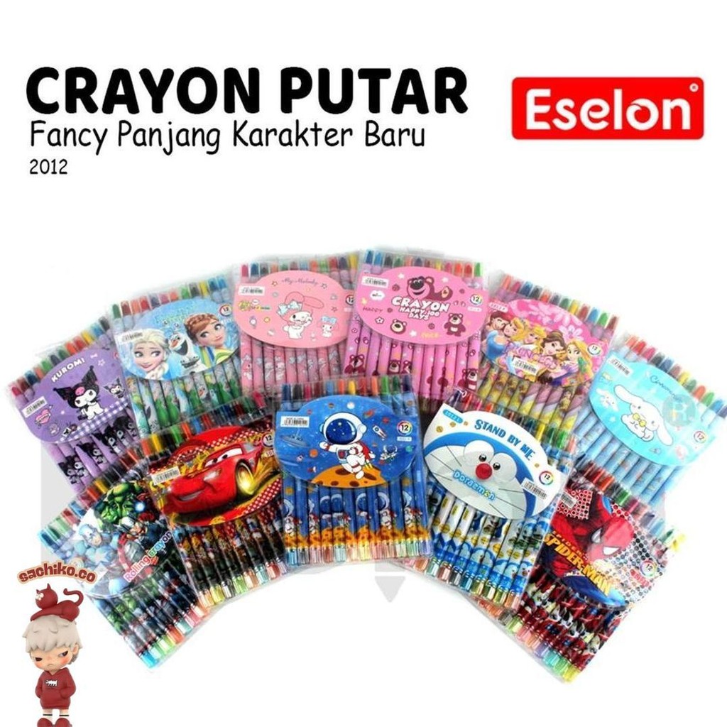

Crayon Putar 12Warna Panjang / Rolling Crayon/ Crayon Putar Karakter Kilat