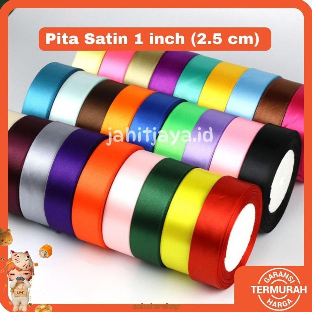 

Pita Satin 1Inch 2,5Cm Pita Roll 20 Yards Pita Kain Satin Pita Dekorasi Pita Saten Murah
