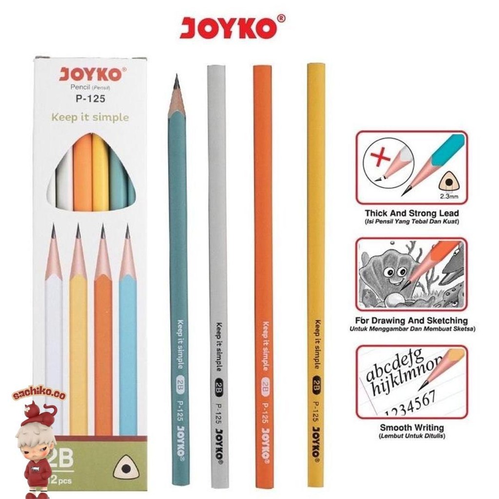 

(1Pack) Pensil Pencil Joyko P-125 2B 1 Box 12 Pcs Sale