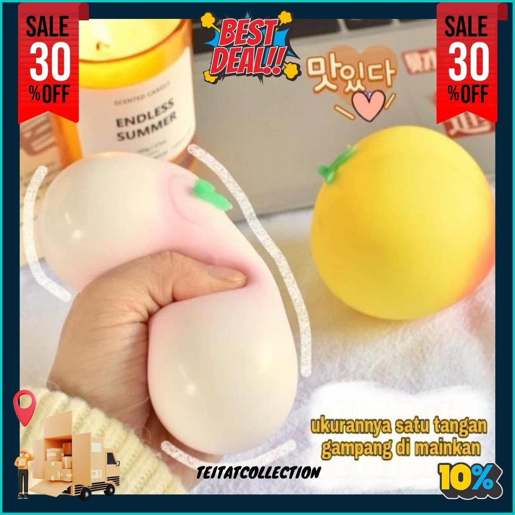 Mainan Squishy Antistress Bentuk Buah Peach Squishy Pencet-Pencet Squishy Jumbo Squishi Lucu Squishy