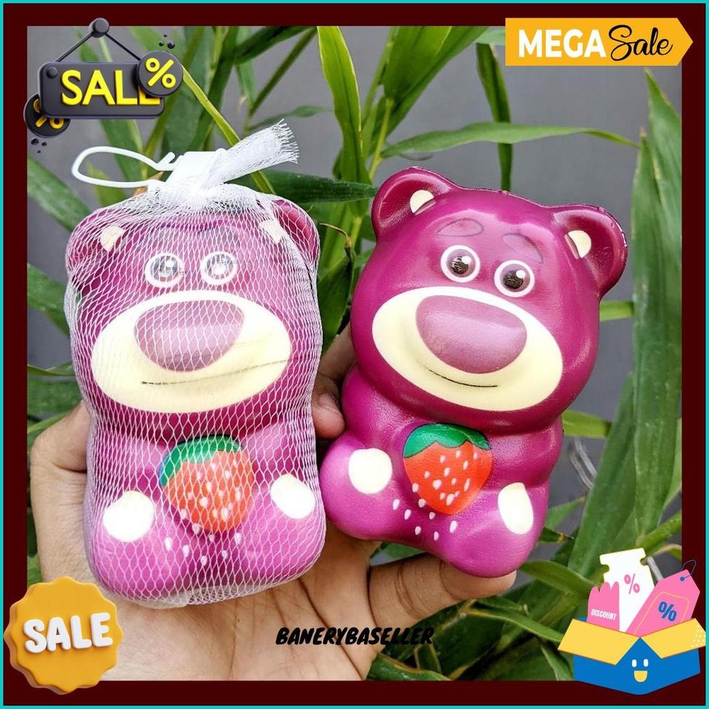 Squishy Viral Lotso Squish Beruang Strawberry Lotso / Squishy Kenyal / Squishy Lucu Termurah Banget