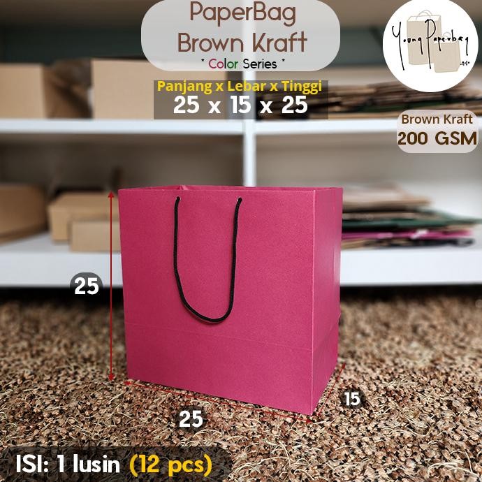 

uy-23 Paper Bag/Tas Kertas Paperbag Color Warna Series Kraft 25 x 15 x 25 (1 lusin) Sale
