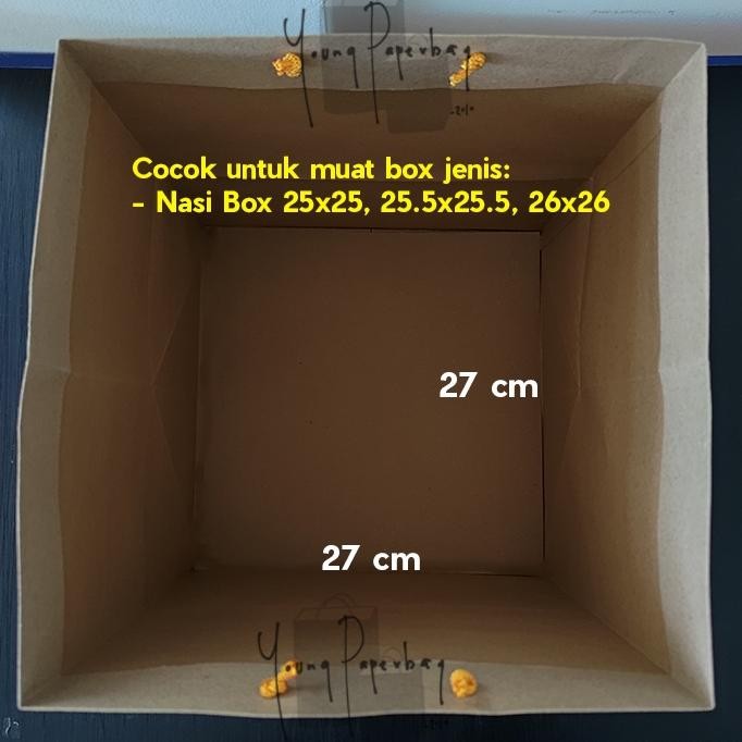 

sa-324 Paper Bag Kue/Nasi/Besek Box Polos Brown Kraft 27 x 27 x 30 150GSM Hemat