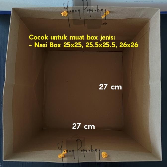 

My56 Paper Bag Kue/Nasi/Besek Box Polos Brown Kraft 27 x 27 x 30 150GSM Original