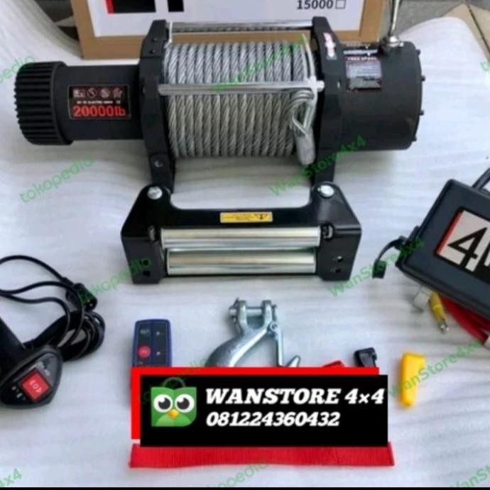 4WINCH 20,000LBS SETARA 10TON SLING BAJA WINCH TALI DEREK MOBIL OFFROA ORIGINAL DAN TERPERCAYA