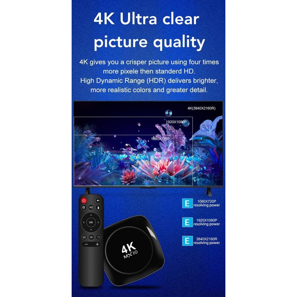 MX10 Box 4K Android TV Box Full Channel Siaran TV Lokal + Luar Negeri Wifi Bluetooth Smart TV Box Se