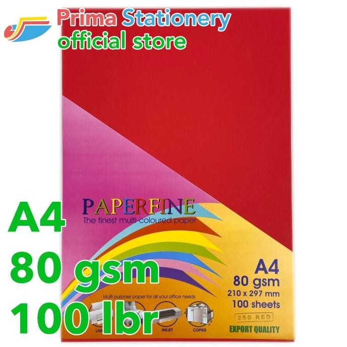 

Kertas HVS A4 Paperfine Isi 100 lbr Warna Red