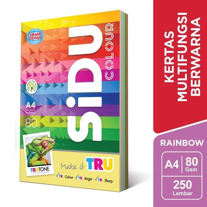 

SiDU Kertas Fotocopy Berwarna Rainbow (10 warna) 80 GSM A4 - SDU RBW 80 A4 250