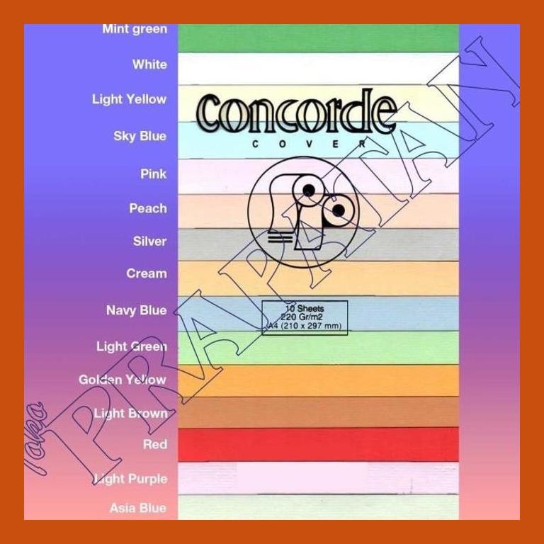 

[ PERALATAN LUKIS / GAMBAR ] KERTAS CONCORDE COVER 220 GRM A4 (ISI 10 LEMBAR) PACKING AMAN