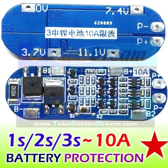 10A Protection Board utk Baterai 1s 2s 3s Lithium Battery 18650 BMS