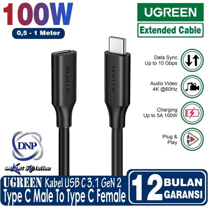 Kabel Extension UGREEN Type C Male To Type C Female Cable