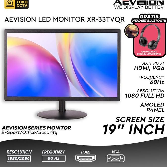 Monitor LED 19" Aevision 19 inch Monitor PC AE-LED19A-2K 1920x1080