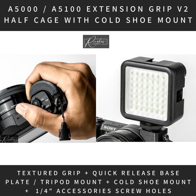 EXTENSION GRIP V2 HALF RIG CAGE CASE FOR SONY A5000 A5100 RINGKAS CONCEPT
