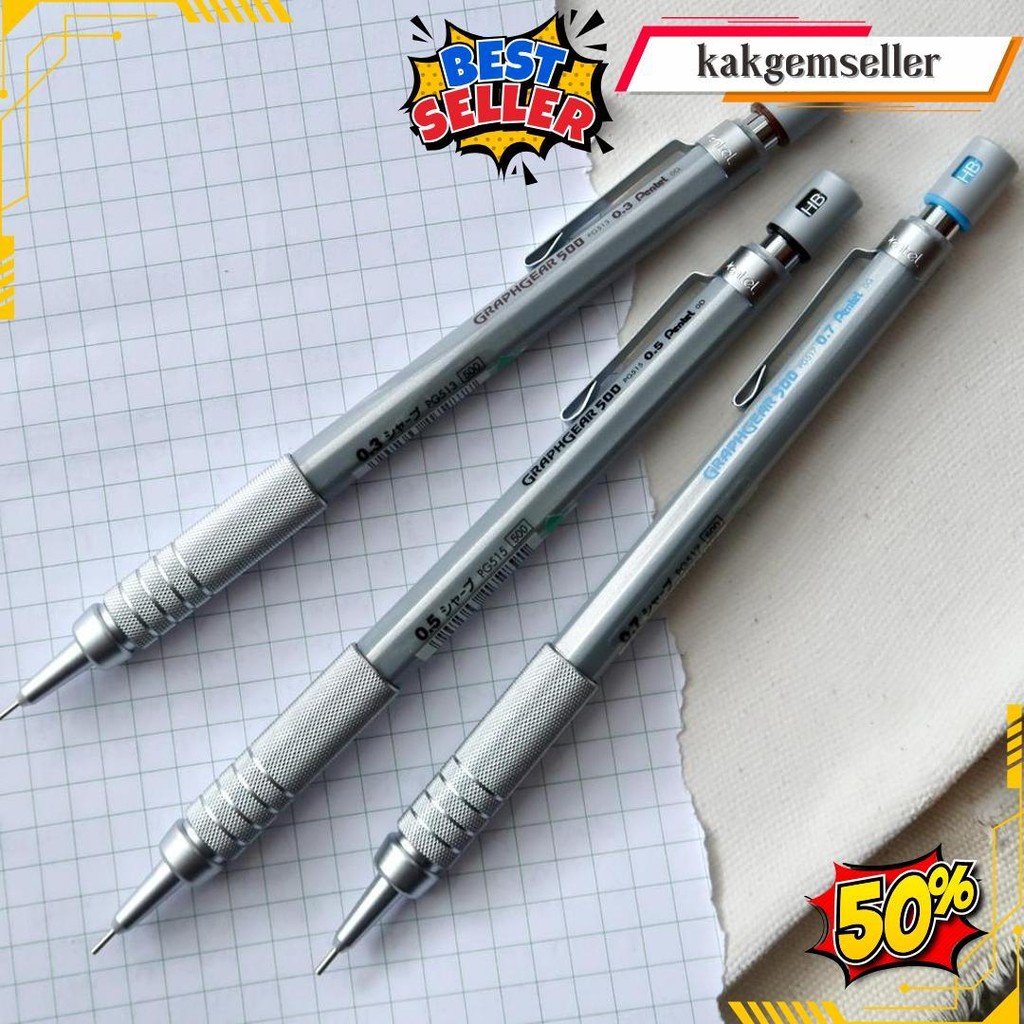 

Pentel - Graph Gear 500 - Mechanical Drafting Pencil (0.3 / 0.5 / 0.7 / 0.9) - Bali Art Supplies Siap Kirim