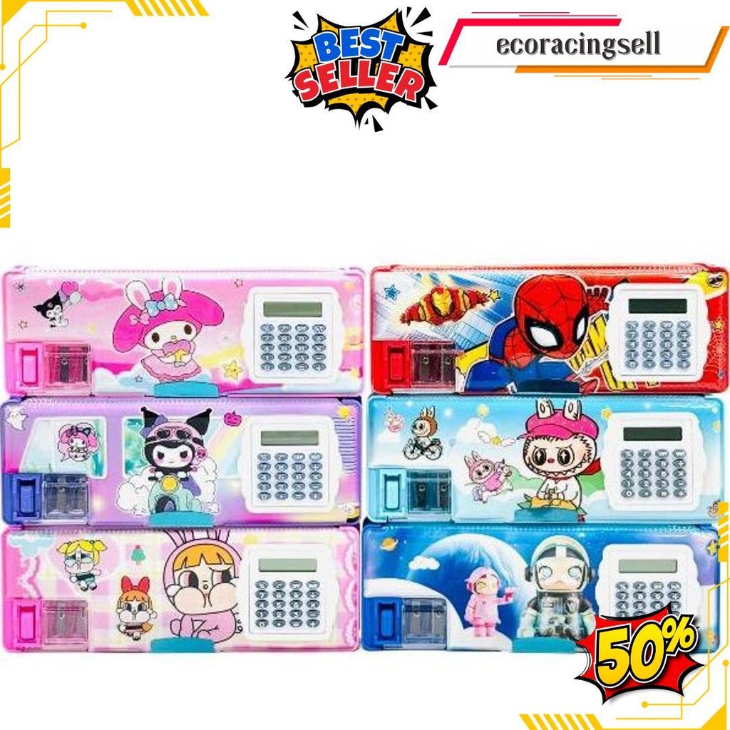 

Kotak Tempat Pensil Magnet Kalkulator Spiderman Frozen Avenger Unicorn Sanrio Kuromi Cinnamorol My Melody Cod