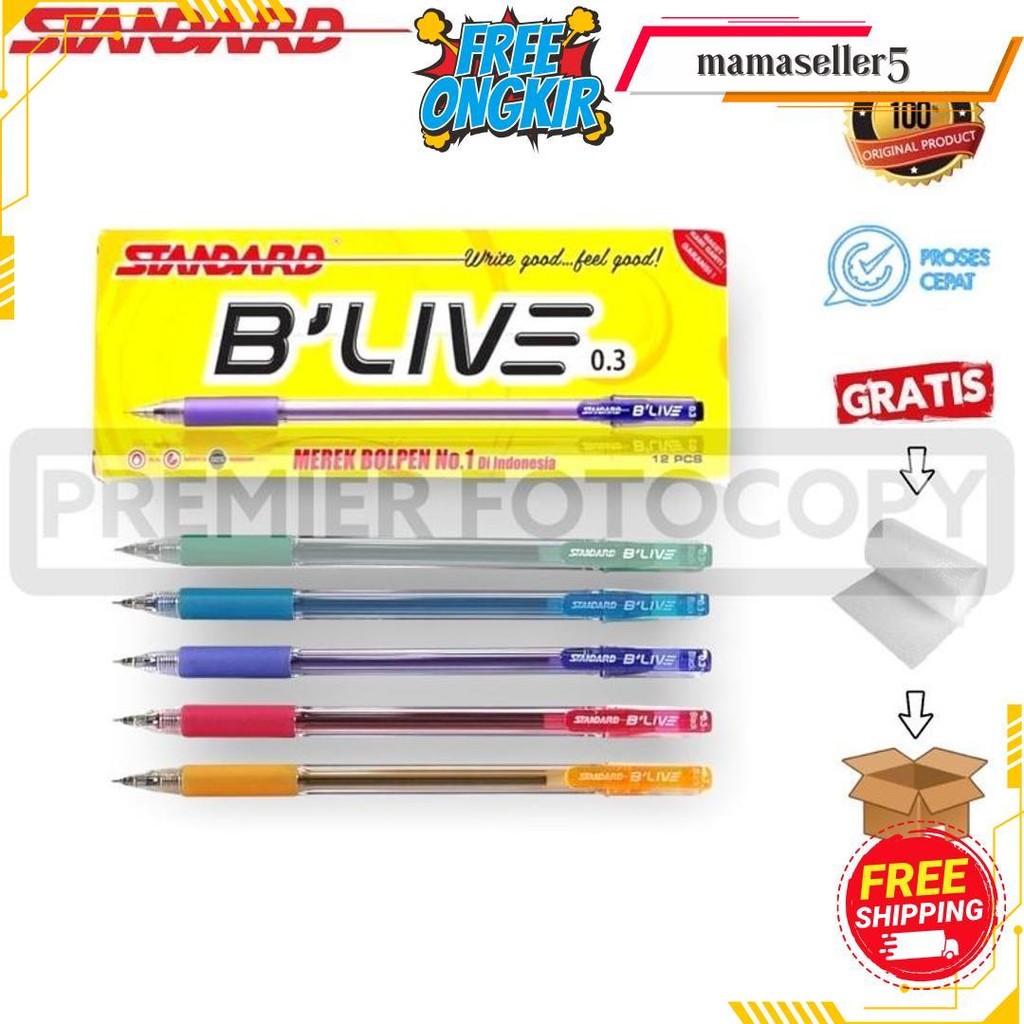 

Pulpen Standard Blive / B Live / BLive 0.3 ( 12Pcs ) Gratis Ongkir