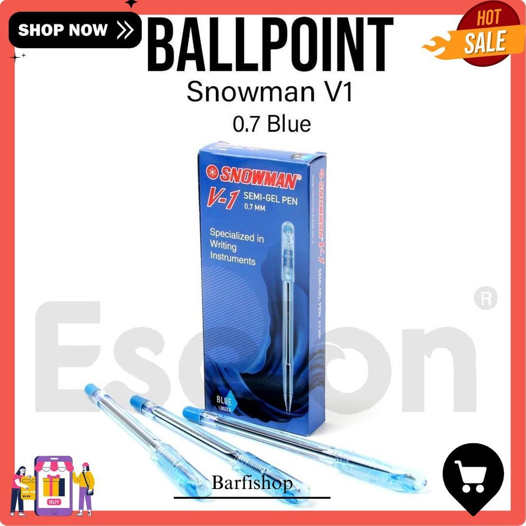 

12Pc Pulpen Snowman V1 Semi Gel Pen Hitam 0.7Mm Terlaris