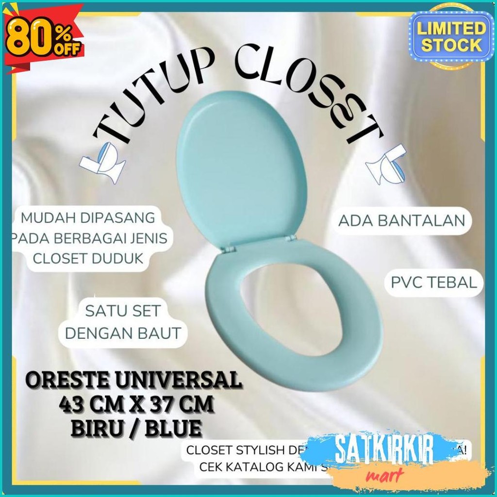 1 Set Tutup Kloset Oreste Duduk Universal / Warna Putih Biru Hijau Pink Maroon / Pvc Tebal / Toto Te
