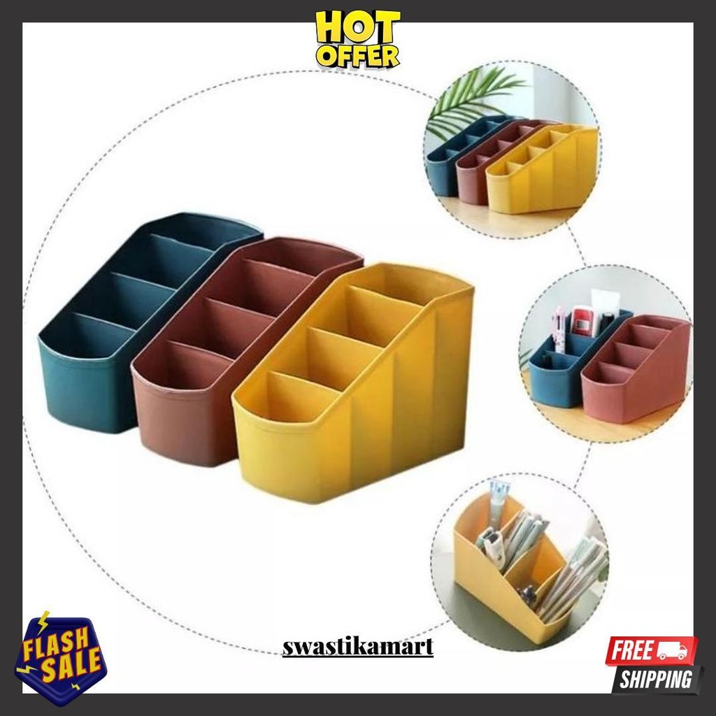 

(Max) Rak Atk Alat Kantor /Kosmetik / Alat Tulis Pen Pensil/ Kotak Organizer Tempat Penyimpanan 4 Sekat Gratis Ongkir