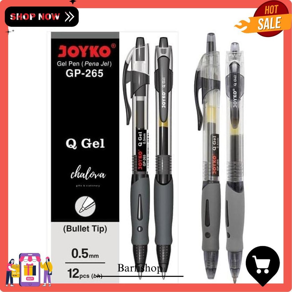 

[Lusin] Pulpen Joyko Gp-265 Q Gel Pen 0.5Mm / Gel Pen Joyko Isi 12 Pcs Cod