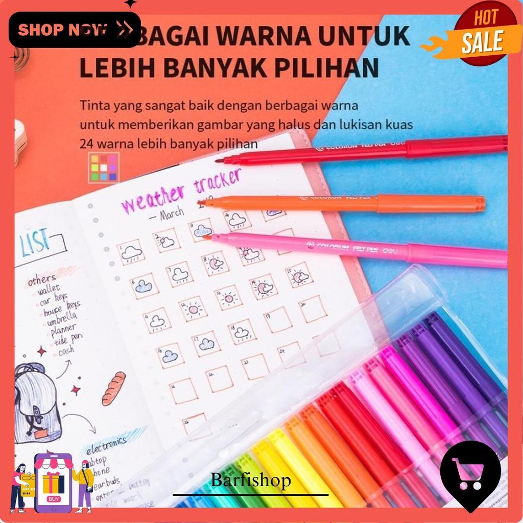 

Deli Ec10013 School Felt Pen / Spidol Warna - Felt Pen Washable 1.0Mm Terlaris