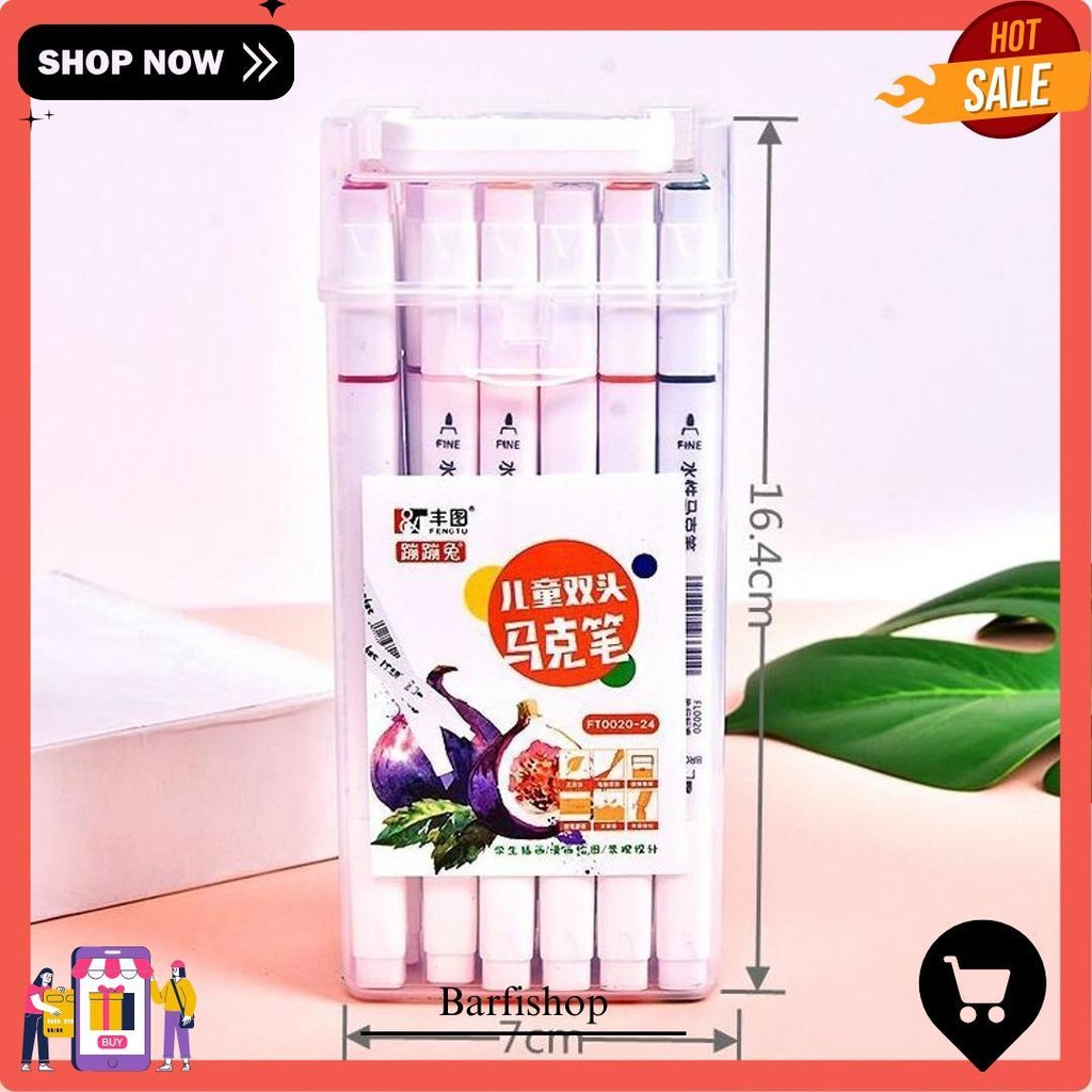 

15 Shop --- Spidol Warna 2In1 Siswa Sekolah Dasar Berkepala Dua / Lukisan Pensil Cat Air Seni Anak-Anak / Pena Terlaris