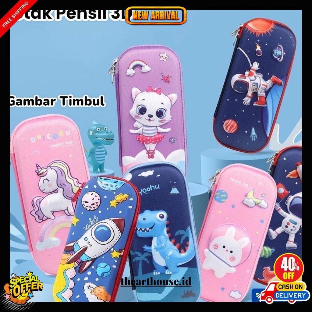 

Kotak Pensil 3D Tempat Pensil 3D Gambar Lucu Timbul Anti Air Waterproof Unicorn Elsa Frozen Dino Termurah Banget
