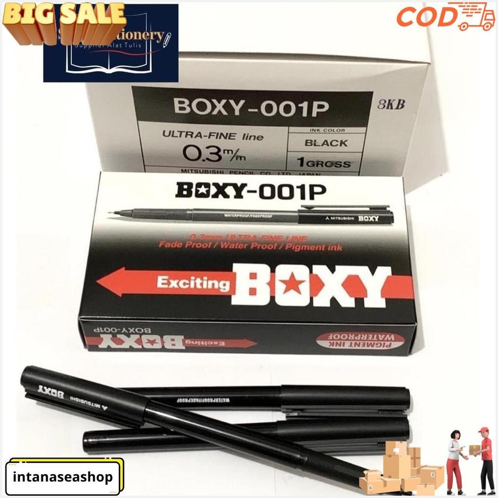 

Bolpen/Ballpoint/Pulpen/Ballpen Boxy 001 Hitam (Pcs) Cod