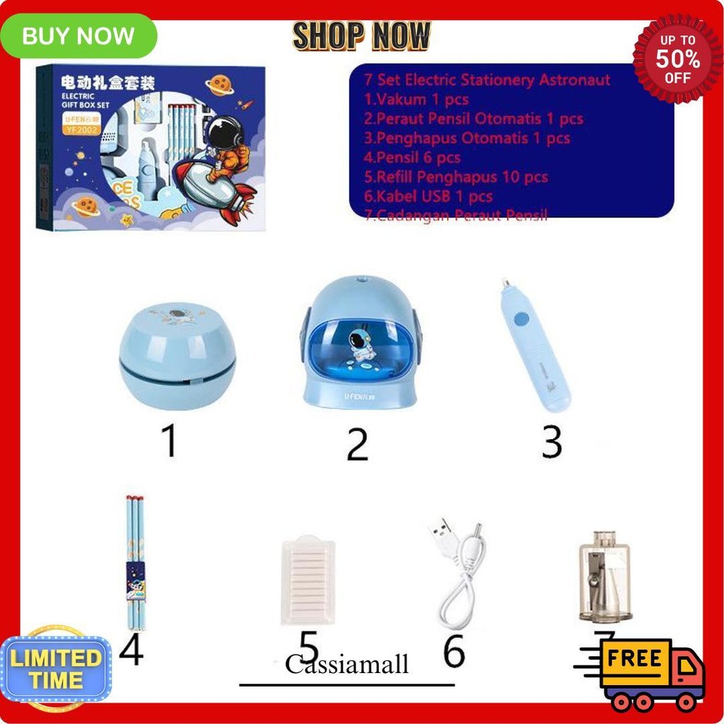 

Loooopy Electric Stationery Set / Set Alat Tulis Elektronik Rautan Penghapus Vacuum Pencil 11 In 1/Set Alat Tulis Elektronik Belajar Anak Perempuan Kado Termurah Banget