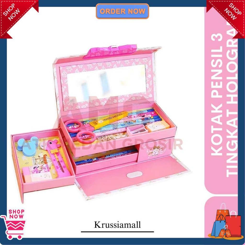 

Kotak Pensil Kode 3 Tingkat Fancy 3D Hologram Bisa Cod