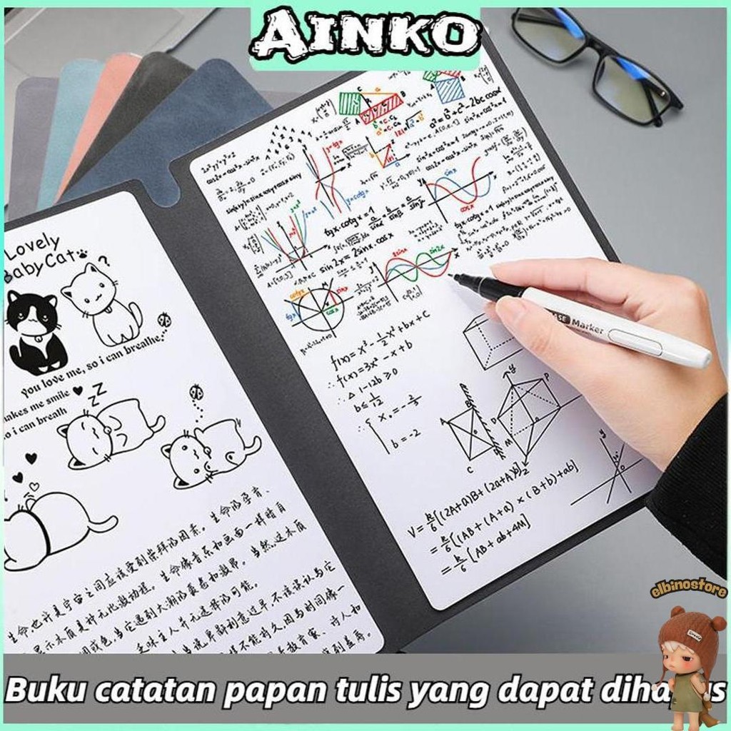 

Papan Tulis Portable A5 Whiteboard Notebook Pu Leather With Pen Draf Buku Notepad Kilat