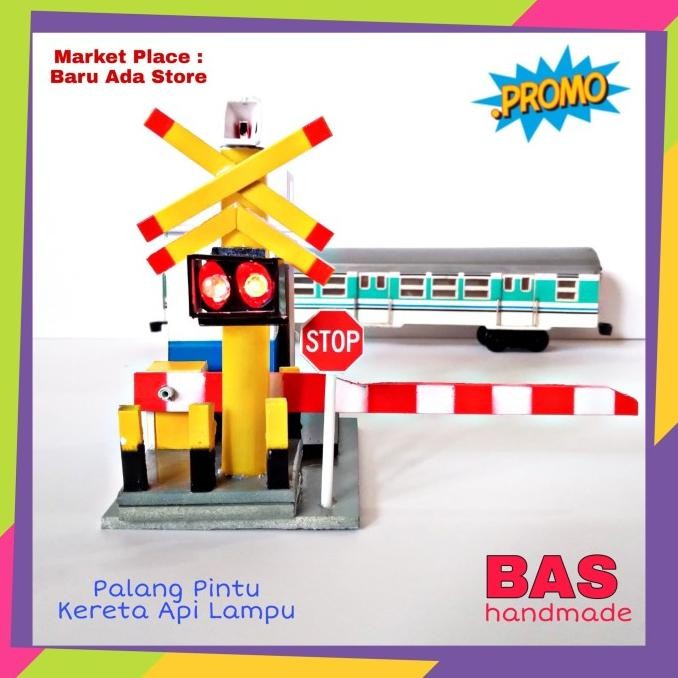 MINIATUR PALANG PINTU KERETA API PJL LAMPU POS PENJAGA MAINAN EDUKASI CS