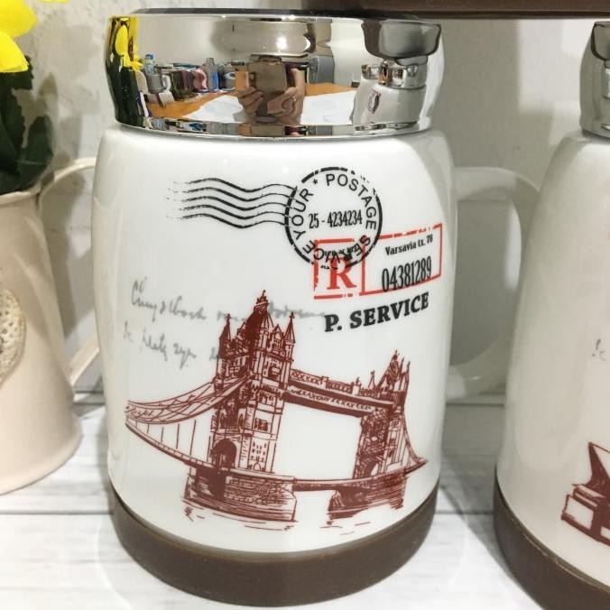 Sale Mug Keramik Tutup Putar Rome Paris London Sydney Icon Negara