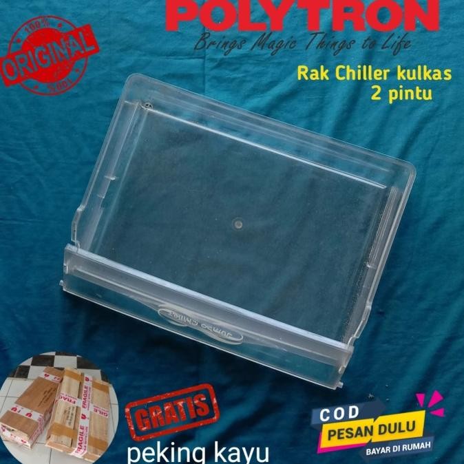 Kualitas terbaik] RAK CHILLER DAGING DAN IKAN PENAMPUNG AIR KULKAS POLYTRON 2 PINTU