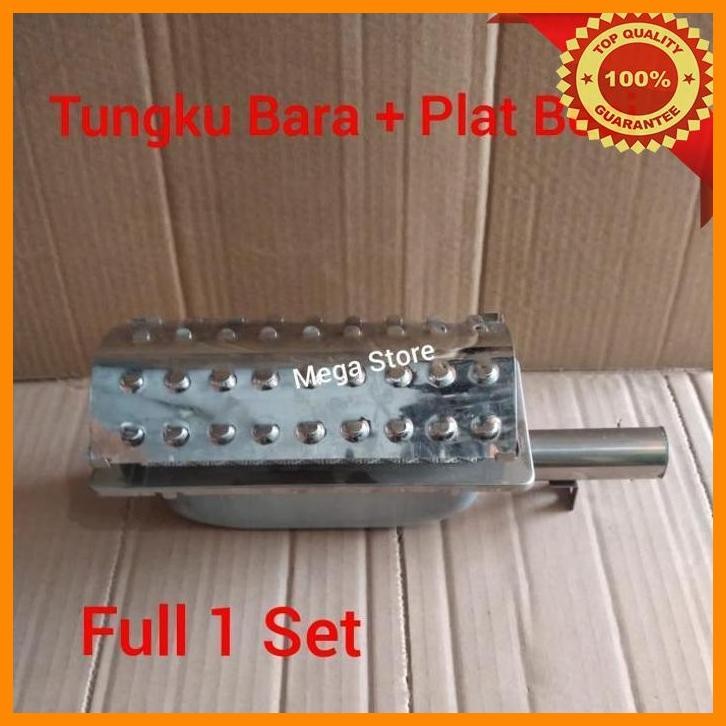 [mss] tungku bara + plat besi kompor panggang roaster/panggang sosis, 1 set