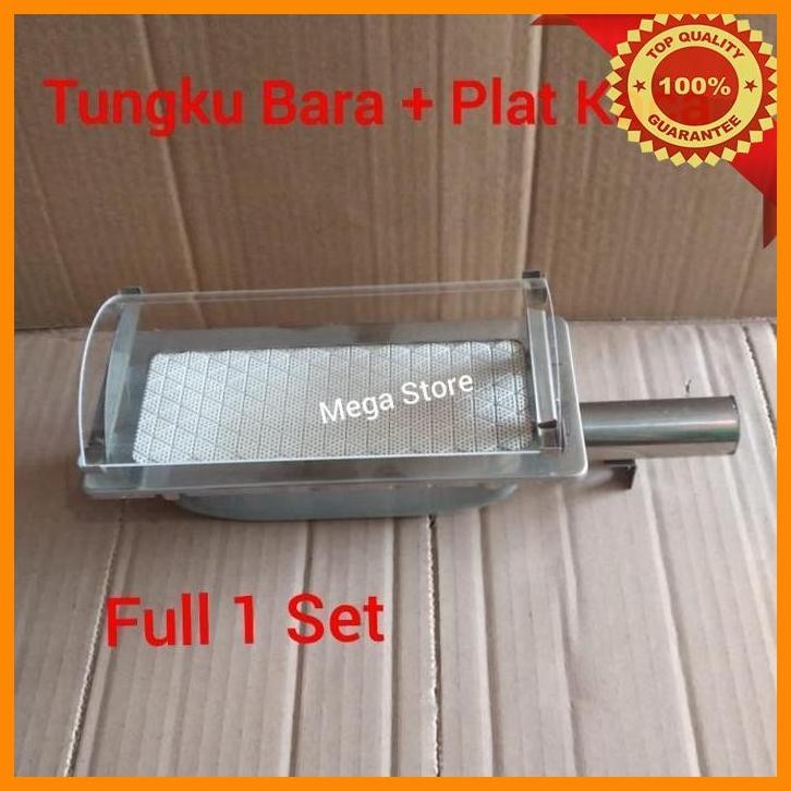 [mss] tungku bara + plat kaca kompor panggang roaster/panggang sosis, 1set