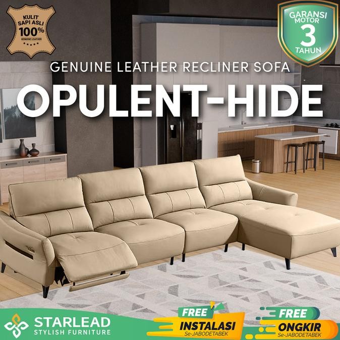 Sale Starlead Recliner Opulent-Hide Sofa | Sofa Kulit Asli | Genuine Leather | 4 Seater Sofa | Elect