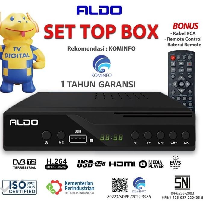 Set Top Box Aldo STB Digital Ready Rekomendasi Kominfo