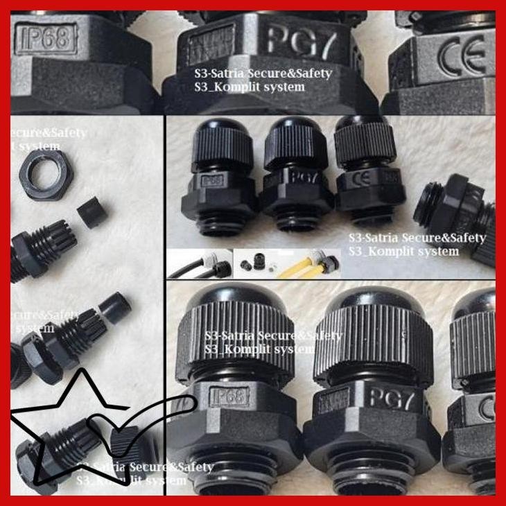[SSC] HItam PG7 Gland konektor lubang kabel box kotak Geland PG 7 glen gelen