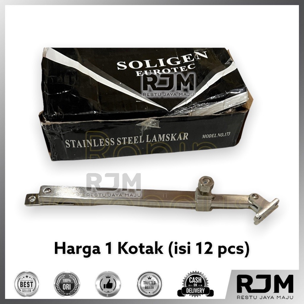 [12 pcs]  SOLIGEN Lamskar Tarik Ramskar Hak Angin Penahan Jendela Stainless