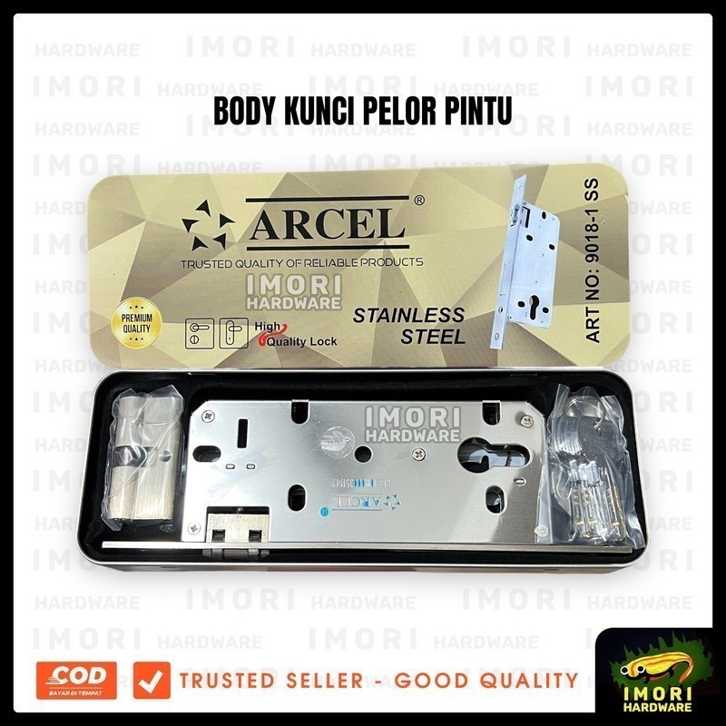 ARCEL Body Kunci Pelor Pintu Rumah Stainless 9018-1 SS Geser