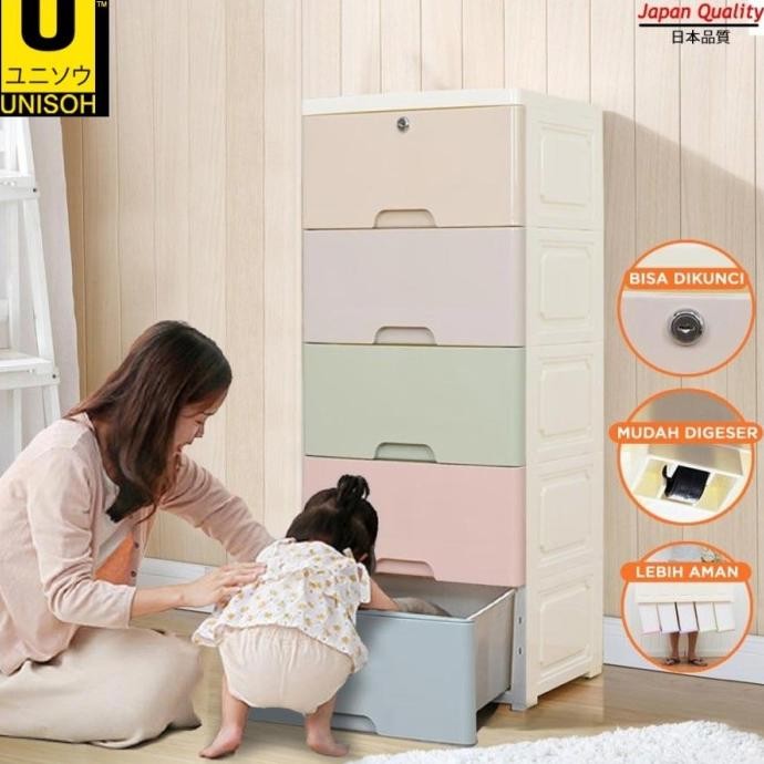 Sale Unisoh Lemari Plastik Pakaian Plastik Laci Susun Drawer Cabinet