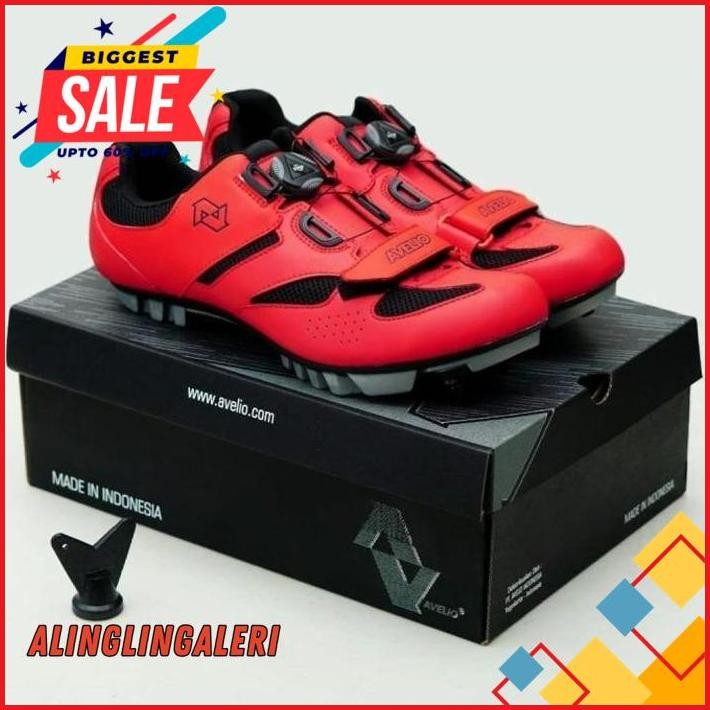 AVELIO CLEAT MTB SHOES RED - SEPATU CLEAT SEPEDA MTB MERK AVELIO OBRAL DISKON