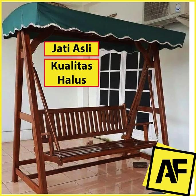 PREMIUM Kursi Ayunan Kayu Jati Jepara - Ayunan Kayu Taman