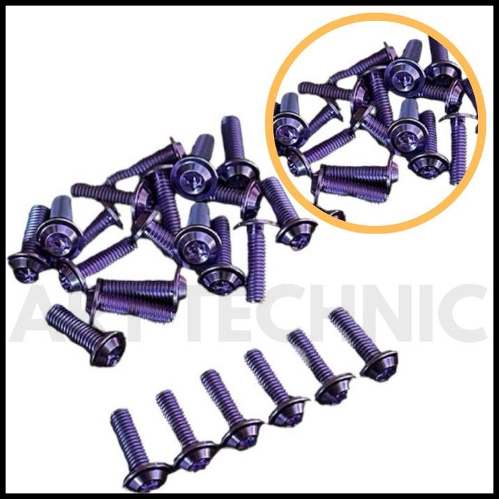 Baut Disc Piringan Cakram Titanium Gr5 M8 X 25 Blue Purple Original Quality