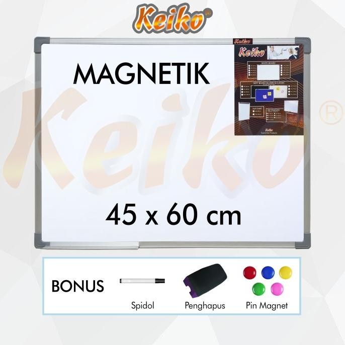

Diskon!! Papan Tulis Whiteboard Gantung Magnet Single Face Keiko 45 X 60 Cm