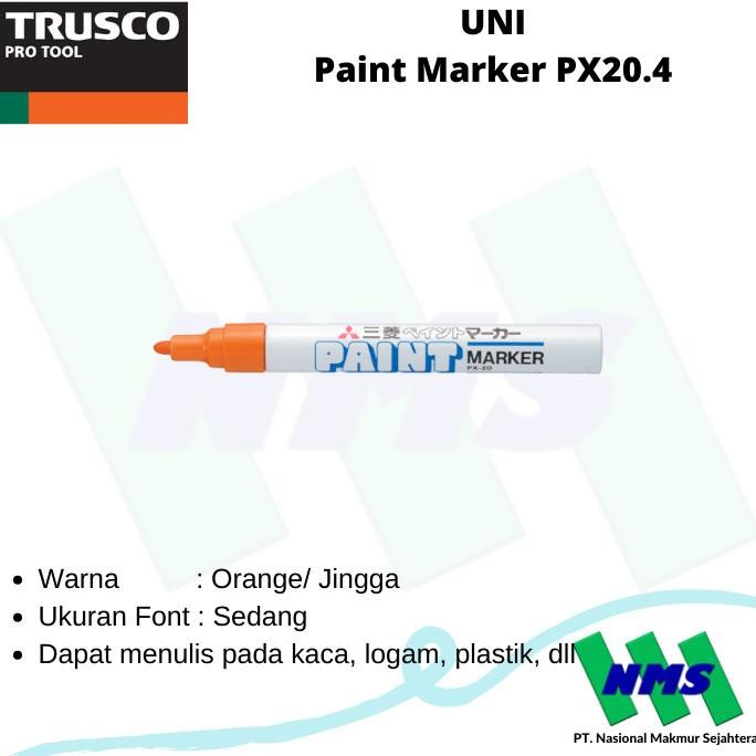 

Diskon!! Spidol Permanent Paint Marker Warna Orange Uni Px20.4 Trusco 352-7671