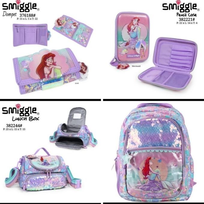 Sale Tas Ariel Mermaid Smiggle Backpack, Lunch Bag, Wallet, Pencil Case