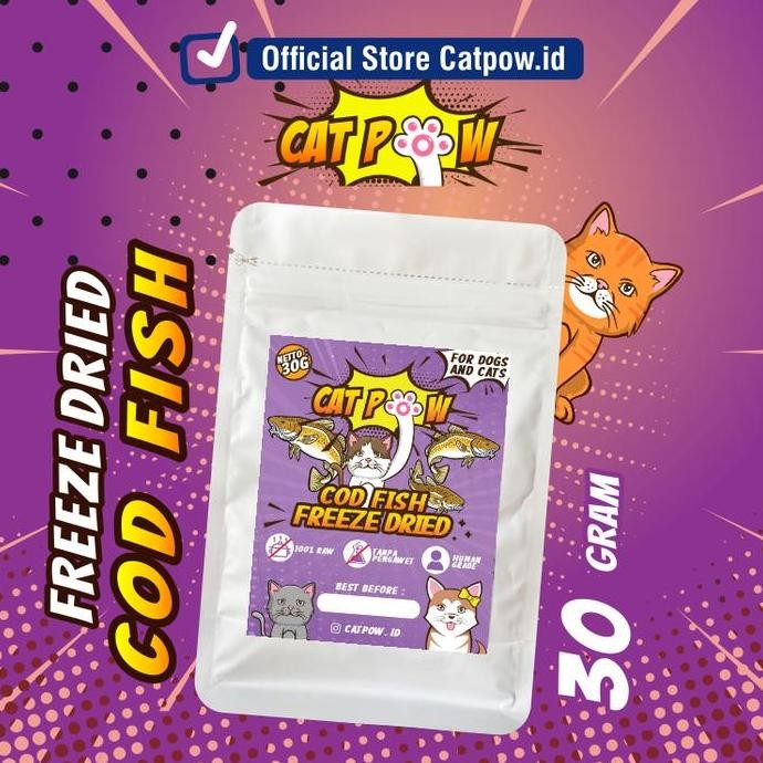 

CATPOW Freeze Dried Fish Cod (Snack Kucing & Anjing dari ikan Cod) snack bebas gluten 24 bulan vs99