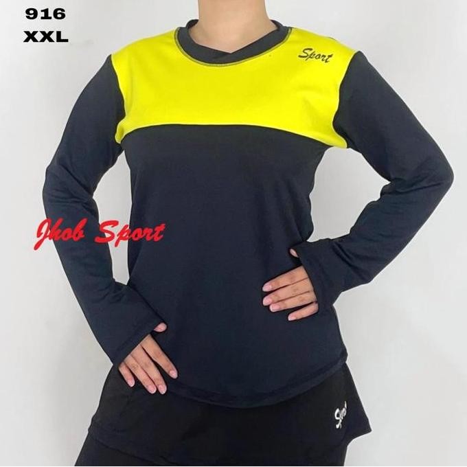Sale Baju Olahraga Wanita Jumbo/Kaos Senam Wanita Lengan Panjang/Atasan Zumba Muslimah/Kaos/Gym/Aero
